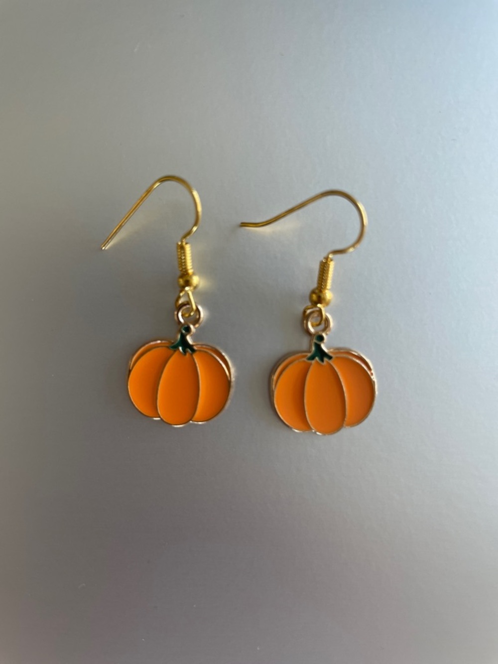 Gold-Tone Orange Pumpkin Drop Earrings